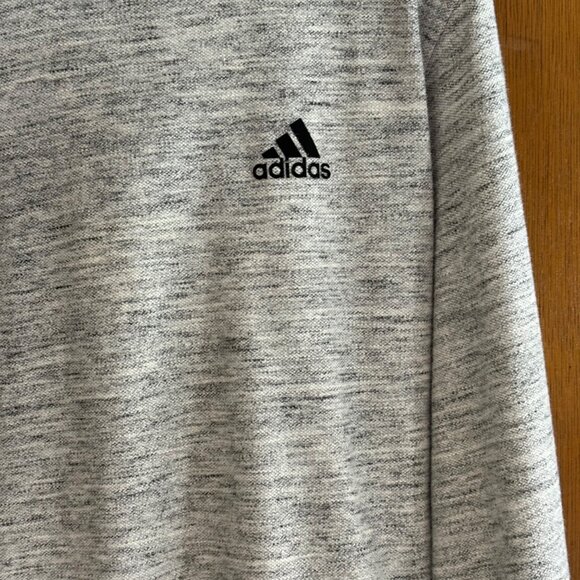 Adidas Hoodie‎ Men’s L Gray Heathered Sweatshirt Logo Athleisure Active Pullover - Picture 3 of 14